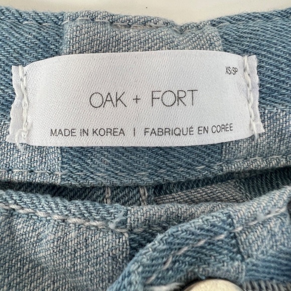 Oak + Fort Jeans Checkered Size XS Straight Leg Light Medium Wash High Rise - Picture 5 of 6